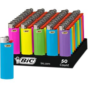 BIC Classic Lighters, Pocket Lighter Style, Fashion Assorted Colors, 50 Count Tray Disposable Lighters