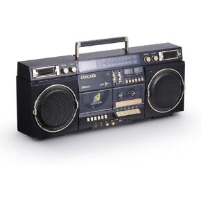 aiwa Retro Boombox CD Player with Cassette Recording, Bluetooth 5.0, FM/AM Radio, USB/SD/AUX Inputs, VU Meters, LCD Display, Dual 40W Speakers - Silver in Kuwait