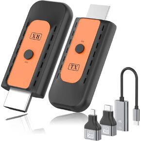 Wireless HDMI Transmitter and Receiver: 2.4G/5.8G Plug & Play Wireless HDMI Extender 100ft,4K Decode 1080P for Output Streaming Video and Audio from Laptop/PC/TV Box/Projector to Monitor/HDTV