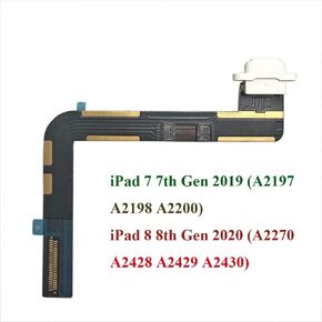 Dedia Dock Connector Compatible with iPad 7 2019 (A2197 A2198 A2200) / 8th Gen 2020 (A2270 A2428 A2429 A2430) 10.2 inch Charging Port Assembly Flex Cable (White)