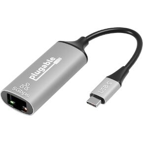 Plugable 5Gbps USB-C Ethernet Adapter | 5000Mbps Wired Network for Windows, macOS, and ChromeOS Laptops and Desktops | Realtek RTL8157 | Supports CAT6, CAT6a and CAT7 Cables (USBC-E5000)