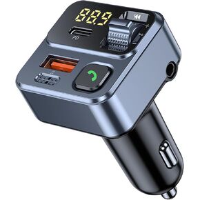 KAIY FM Transmitter Bluetooth Car Adapter, Car Radio Bluetooth 5.3 Transmitter Hands-Free Calling & Music Player, FM Radio Adapter 42W Type C Fast Charging, Support USB Drive
