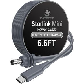 for Starlink Mini Power Cable 3M/10FT, Starlink Mini USB C to DC Power Cable Cord 100W, USB Type C to DC Cable Compatible with PD Protocol Power Banks - Starlink Mini Dish Antenna Accessory Kit