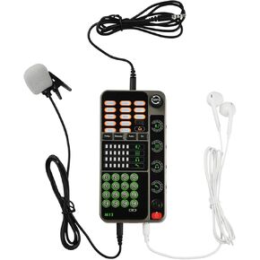 Portable Voice Changer, Handheld Microphone Voice Modulator Gaming Recording with 16 Sound Effects, Mini Live Broadcast Voice Disguiser for Mobile Phone Computer PS4 PS5 Xbox One Games
