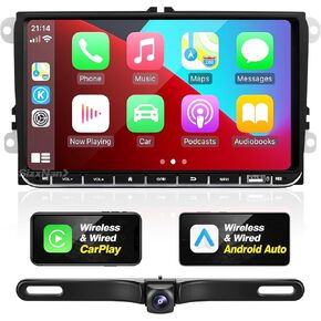forTiguan VW Jetta Golf Passat Radio Compatible with Wireless Carplay Android Auto,Updated Car Android Stereo Bluetooth Navigation GPS Touchscreen WiFi FM/AM Backup Camera HeadUnit