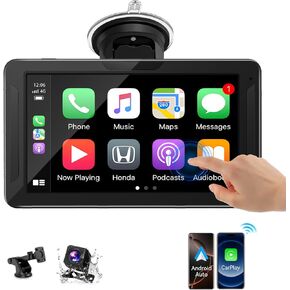 7 inch HD Portable Wireless carplay Screen for car & Android Auto Touchscreen with Mirror Link/1080P Backup Camera/Navigation/Car Stereo/Drive Play/Bluetooth/Voice Control