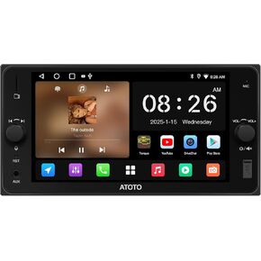 A5L 7" Double Din Car Stereo with Wireless CarPlay & Android Auto Compatible with Toyota, Touchscreen car Radio, Wi-Fi/BT Tethering, 24 Band EQ DSP, Bluetooth, Mirror Link, 2G+32G, FM/AUX/TF