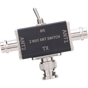 2 Way Antenna Switch 100W 0-50MHz Aluminum Alloy BNC Connector Manual Antenna Conversion Switch with Cutoff and Ground Guard for SO-239 Connectors