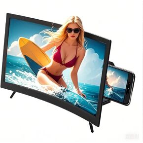 Screen Magnifier for Cell Phone, Curved Magnifying HD 3D Phone Screen Amplifier Phone Stand with Screen Enlarger Compatible with All Smartphones for Movies Videos (14 inch)