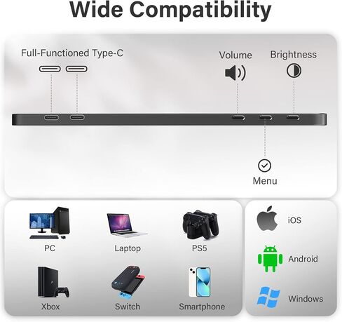 Lepow Portable Monitor 15.6 Inch, FHD 1080P USB-C HDMI Gaming Ultra-Slim IPS Display Eye Care Screen with Speakers, External Monitor for Laptop PC PS4 Xbox Phone w/Smart Cover, Plug & Play Black in Saudi Arabia