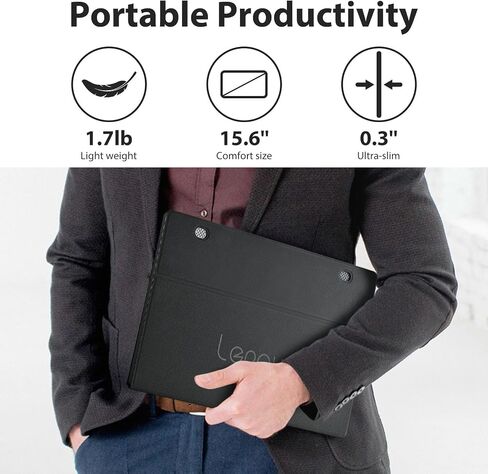 Lepow Portable Monitor 15.6 Inch, FHD 1080P USB-C HDMI Gaming Ultra-Slim IPS Display Eye Care Screen with Speakers, External Monitor for Laptop PC PS4 Xbox Phone w/Smart Cover, Plug & Play Black in Saudi Arabia