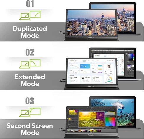 Lepow Portable Monitor 15.6 Inch, FHD 1080P USB-C HDMI Gaming Ultra-Slim IPS Display Eye Care Screen with Speakers, External Monitor for Laptop PC PS4 Xbox Phone w/Smart Cover, Plug & Play Black in Saudi Arabia