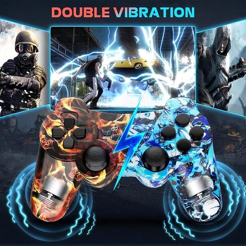 Kujian Controller for PS3, Wireless Controller for Playstation 3 6-axis Dual Vibration Gaming Controller with Charging Cord(Blue+Red) in Kuwait
