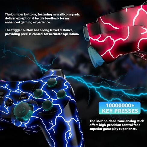 Kujian Controller for PS3, Wireless Controller for Playstation 3 6-axis Dual Vibration Gaming Controller with Charging Cord(Blue+Red) in Kuwait