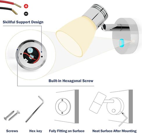 THALASSA RV Interior Lights LED 12V Fixtures Dimmable Boat Reading Lamp 12 Volts 3W Wall Sconce LED for Marine Caravan Camper Van Indoor Warm White Sconces Lighting in Saudi Arabia