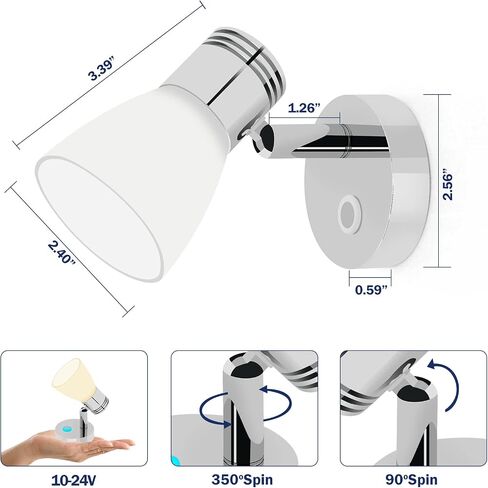THALASSA RV Interior Lights LED 12V Fixtures Dimmable Boat Reading Lamp 12 Volts 3W Wall Sconce LED for Marine Caravan Camper Van Indoor Warm White Sconces Lighting in Saudi Arabia