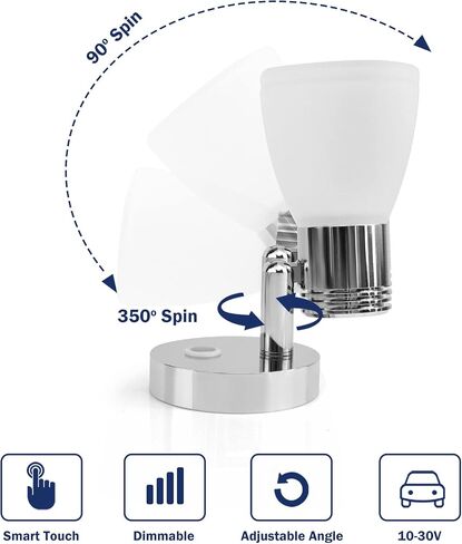 THALASSA RV Interior Lights LED 12V Fixtures Dimmable Boat Reading Lamp 12 Volts 3W Wall Sconce LED for Marine Caravan Camper Van Indoor Warm White Sconces Lighting in Saudi Arabia