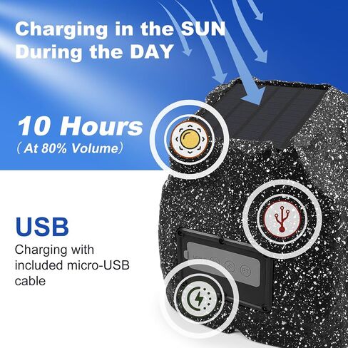 STUDIOFINIX 8" Rock Speakers Outdoor Waterproof - 5.3 Bluetooth Wireless Speaker Solar Powered Max Peak 240W for Garden,Patio,Deck,Pool,Backyard (Gray 1 Pair) in Kuwait