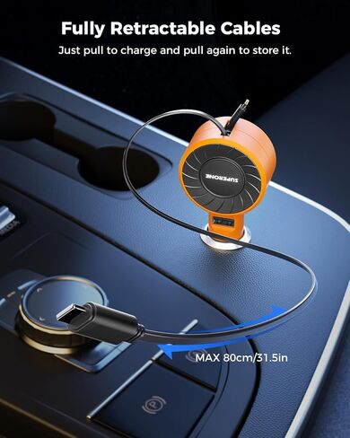 【Dual Apple】 Retractable Car Phone Charger for iPhone, 3 in 1 Small L Car Charger USB A Cigarette Lighter Adapter for Apple iPhone 14 13 12 11 Pro/XS/XR/Mini/X/iPad/AirPods in Saudi Arabia