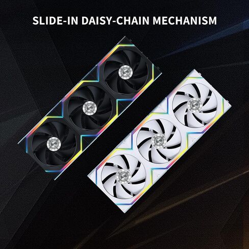 Lian Li UNI Fan SL-Wireless 120 - حزمة واحدة، مروحة ARGB موجهة نحو الأداء بدون موصل لاسلكي، تصميم سلسلة ديزي، تأثيرات إضاءة قابلة للتخصيص، ضوضاء منخفضة - أسود (12SL1W1B) in Kuwait