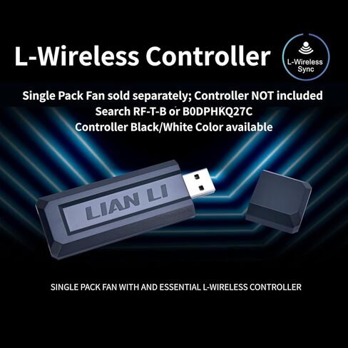 Lian Li UNI Fan SL-Wireless 120 - حزمة واحدة، مروحة ARGB موجهة نحو الأداء بدون موصل لاسلكي، تصميم سلسلة ديزي، تأثيرات إضاءة قابلة للتخصيص، ضوضاء منخفضة - أسود (12SL1W1B) in Kuwait