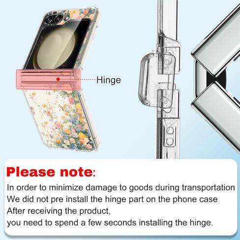 for Samsung Galaxy Z Flip 6 Clear Case,[Hinge Protection] Cute Flowers Design Transparent Clear Floral Case for Women Girls Slim Fit Non-Slip Shockproof Rugged Phone Cases - Vine Flower in Saudi Arabia