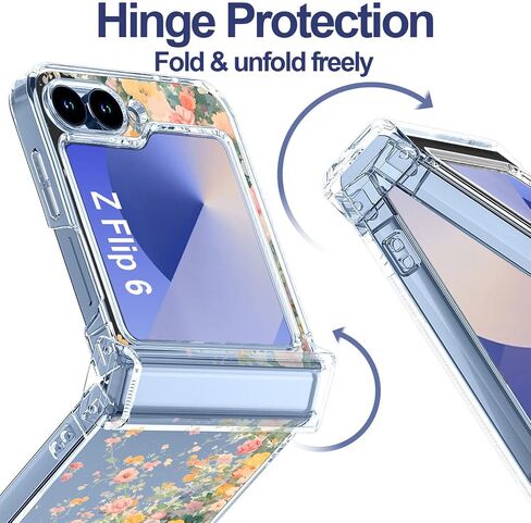 for Samsung Galaxy Z Flip 6 Clear Case,[Hinge Protection] Cute Flowers Design Transparent Clear Floral Case for Women Girls Slim Fit Non-Slip Shockproof Rugged Phone Cases - Vine Flower in Saudi Arabia
