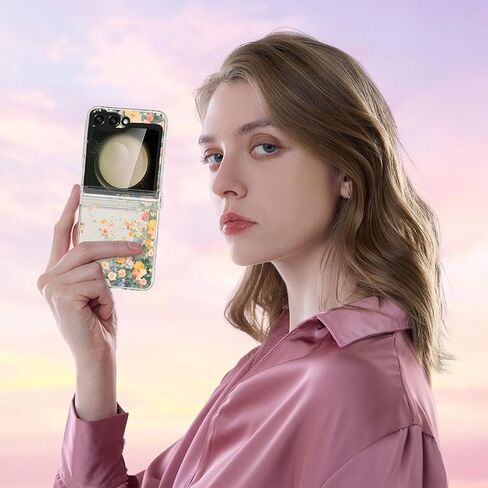 for Samsung Galaxy Z Flip 6 Clear Case,[Hinge Protection] Cute Flowers Design Transparent Clear Floral Case for Women Girls Slim Fit Non-Slip Shockproof Rugged Phone Cases - Vine Flower in Saudi Arabia