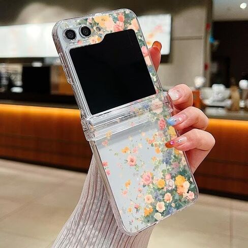 for Samsung Galaxy Z Flip 6 Clear Case,[Hinge Protection] Cute Flowers Design Transparent Clear Floral Case for Women Girls Slim Fit Non-Slip Shockproof Rugged Phone Cases - Vine Flower in Saudi Arabia