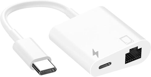 [Apple MFi Certified] Lightning to Ethernet Adapter, 2 in 1 RJ45 Ethernet LAN Network Adapter Compatible with iPhone 14/13/Pro Max/12/11/XS/XR/X/8/7/6/5 iPad, Supports 100Mbps Ethernet Network in Saudi Arabia