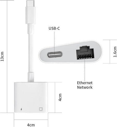 [Apple MFi Certified] Lightning to Ethernet Adapter, 2 in 1 RJ45 Ethernet LAN Network Adapter Compatible with iPhone 14/13/Pro Max/12/11/XS/XR/X/8/7/6/5 iPad, Supports 100Mbps Ethernet Network in Saudi Arabia