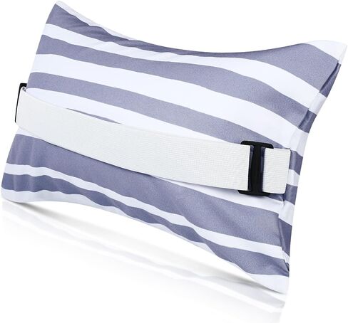 Inflatable Beach Pillow with Removable Cover, Beach Chair Backpacking Pillow with Strap Stripe for Summer Sand Pools Travel Vacations(Green White,17"x10") in Kuwait