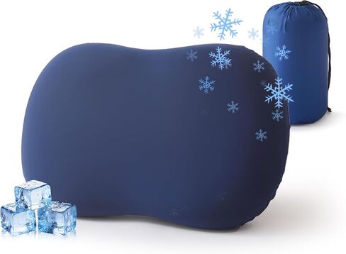 Memory Foam Travel Pillow Camping Pillow Medium Firm Bed Pillows for Sleeping Cooling Small Pillow for Camp,Plane,Backpacking,Trip,Cool & Breathable Cover (1, Blue) in Saudi Arabia