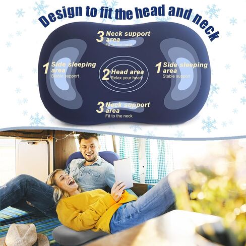 Memory Foam Travel Pillow Camping Pillow Medium Firm Bed Pillows for Sleeping Cooling Small Pillow for Camp,Plane,Backpacking,Trip,Cool & Breathable Cover (1, Blue) in Saudi Arabia