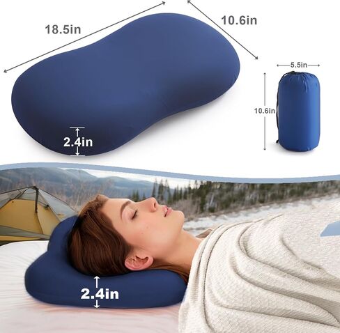 Memory Foam Travel Pillow Camping Pillow Medium Firm Bed Pillows for Sleeping Cooling Small Pillow for Camp,Plane,Backpacking,Trip,Cool & Breathable Cover (1, Blue) in Saudi Arabia