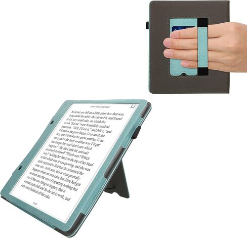 kwmobile Cover Compatible with Amazon Kindle Scribe (2024) Cover - Faux Leather/Suede Case with Stand - Dark Blue/Dark Grey in Saudi Arabia