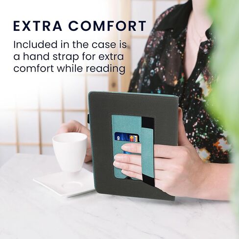 kwmobile Cover Compatible with Amazon Kindle Scribe (2024) Cover - Faux Leather/Suede Case with Stand - Dark Blue/Dark Grey in Saudi Arabia