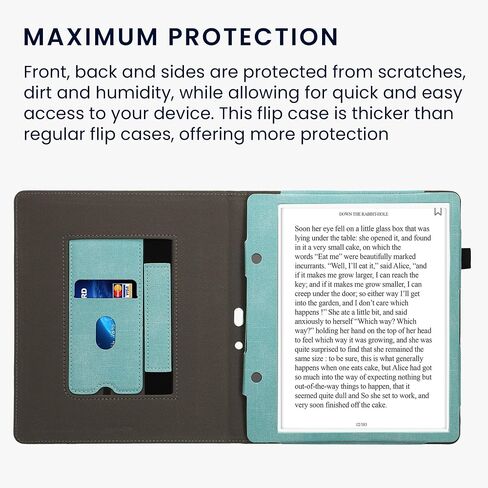 kwmobile Cover Compatible with Amazon Kindle Scribe (2024) Cover - Faux Leather/Suede Case with Stand - Dark Blue/Dark Grey in Saudi Arabia