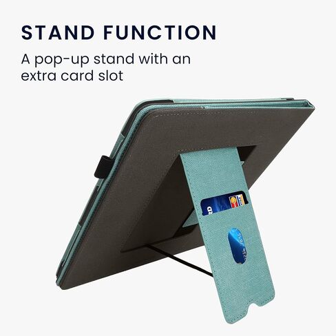 kwmobile Cover Compatible with Amazon Kindle Scribe (2024) Cover - Faux Leather/Suede Case with Stand - Dark Blue/Dark Grey in Saudi Arabia