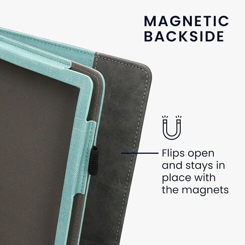 kwmobile Cover Compatible with Amazon Kindle Scribe (2024) Cover - Faux Leather/Suede Case with Stand - Dark Blue/Dark Grey in Saudi Arabia