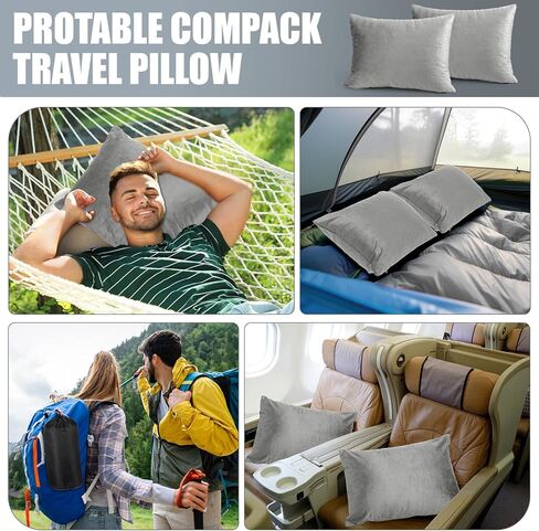 2 Pack Camping Pillow for Sleeping Shredded Memory Foam Travel Pillow with Storage Bag, Compressible Portable Pillow for Outdoor Camp Backpacking Hiking Essential Gear (Blue, Small) in Kuwait