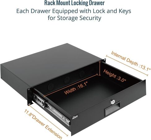Tecmojo 2U Rack Drawer,Rack Mount Drawer for 19in Network Equipment/Server/AV Rack or Cabinet Enclosure,Sliding and Lockable Server Rack Drawer - Load-Bearing 44lb (20kg),with Cable Management Holes in Saudi Arabia