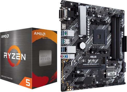 Micro Center AMD Ryzen 5 5500 معالج سطح المكتب مع ASUS PRIME B450M-A II AMD AM4 Micro ATX Mother in Kuwait