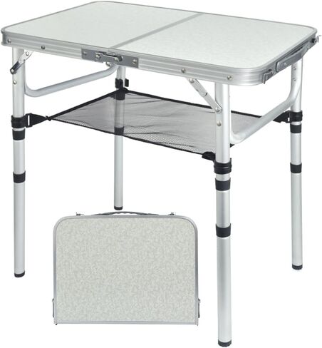 Aluminum Foldable Table Portable Pinic Table Lightweight,3 Adjustable Height Table Small Card Table with Carry Handle for Outdoor Indoor (Black, 15.75" D x 23.6" W x 23.6" H) in Saudi Arabia