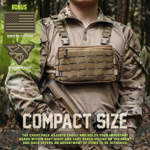 WYNEX Tactical Chest Rig Pack for Men, Running Chest Bag with Front Loop Recon Chest Rigs for Hunting Outdoor EDC in Saudi Arabia