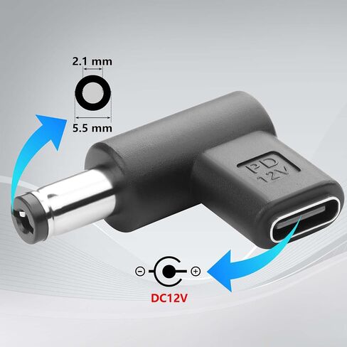 GINTOOYUN 2PCS USB to DC Male 5.5 x 2.1 mm 28V Adapter, 90 Degree Angled USB C to DC 28V Adapter Plug for Laptop、Router、Mobile Power Supply Charger Connector(28V) in Saudi Arabia
