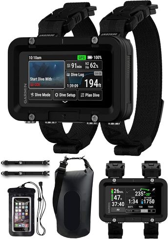 Garmin Descent X50i Premium Dive Computer Bunddle - 3 "شاشة تعمل باللمس ، 20 ATM مصنفة غطسًا مع أزرار مقاومة للتسرب مع شاحن محمول PlayBetter 5000mAh ، وحالة حمل ، وأشرطة من النايلون والمزيد in Kuwait