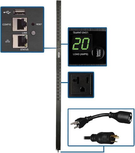 Tripp Lite PDU Monitored 208/240V 30A 36 C13; 6 C19 Outlets L6-30P LX Interface 10 ft Cord 0URM TAA (PDUMNV30HV2LX) in Saudi Arabia