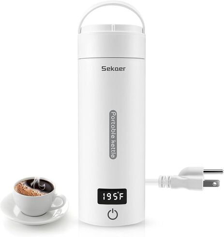 Sekaer Travel Electric Tea Kettle Portable Small Mini Coffee Kettle, with 4 Variable Presets, Personal Hot Water Boiler 304 Stainless Steel with Auto Shut-Off & Boil Dry Protection, SY-618B in Kuwait
