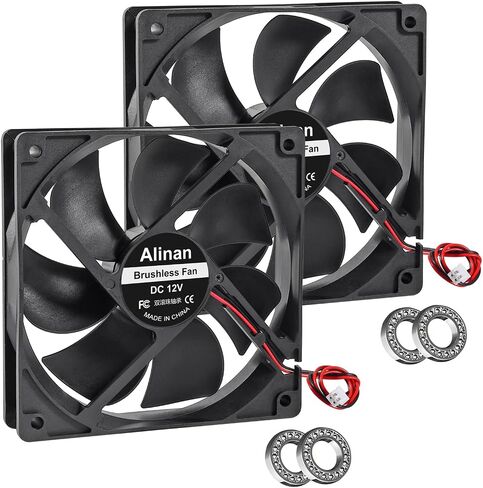 Alinan 4pcs 12025 12V Fan 120x120x25mm 2-pin Sleeve Bearing Brushless DC Cooling Fan 3D Printer Cooling Fan Computer Fan in Saudi Arabia